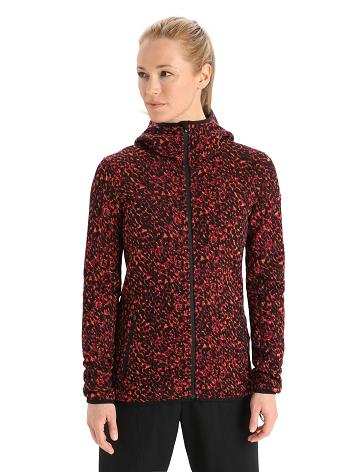 Dámské Mikiny S Kapucí Icebreaker Merino Elemental Long Sleeve Zip Lichen Černé Růžové | CZ 1287EBCX